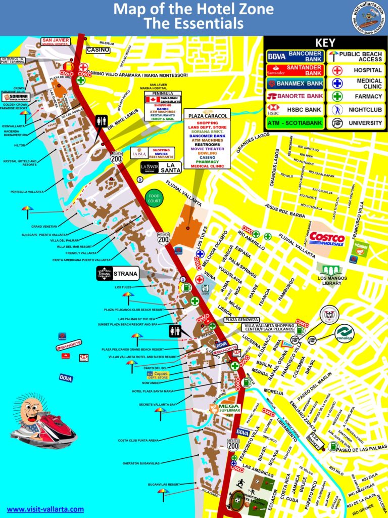 Map Of Puerto Vallarta Hotel Zone - Visit Vallarta